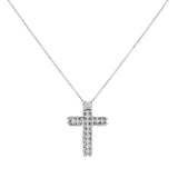 18K White Gold 1.02 Carat Diamond Cross Pendant