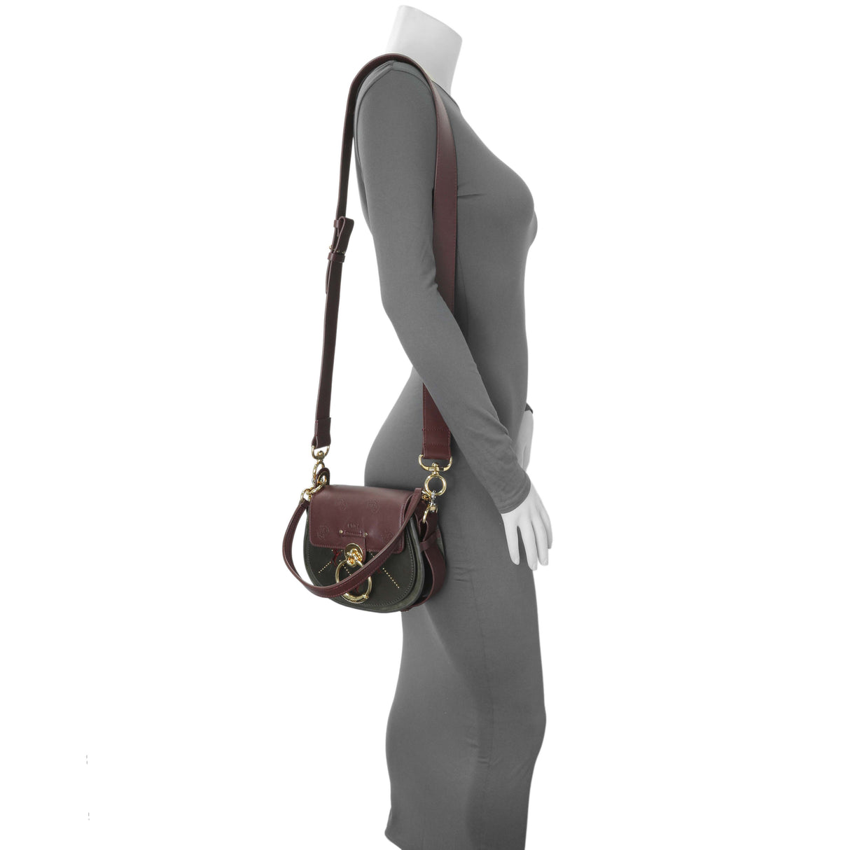 Chloe Green Calfskin Little Horses Embroidered Small Tess Bag Handbags Chloe