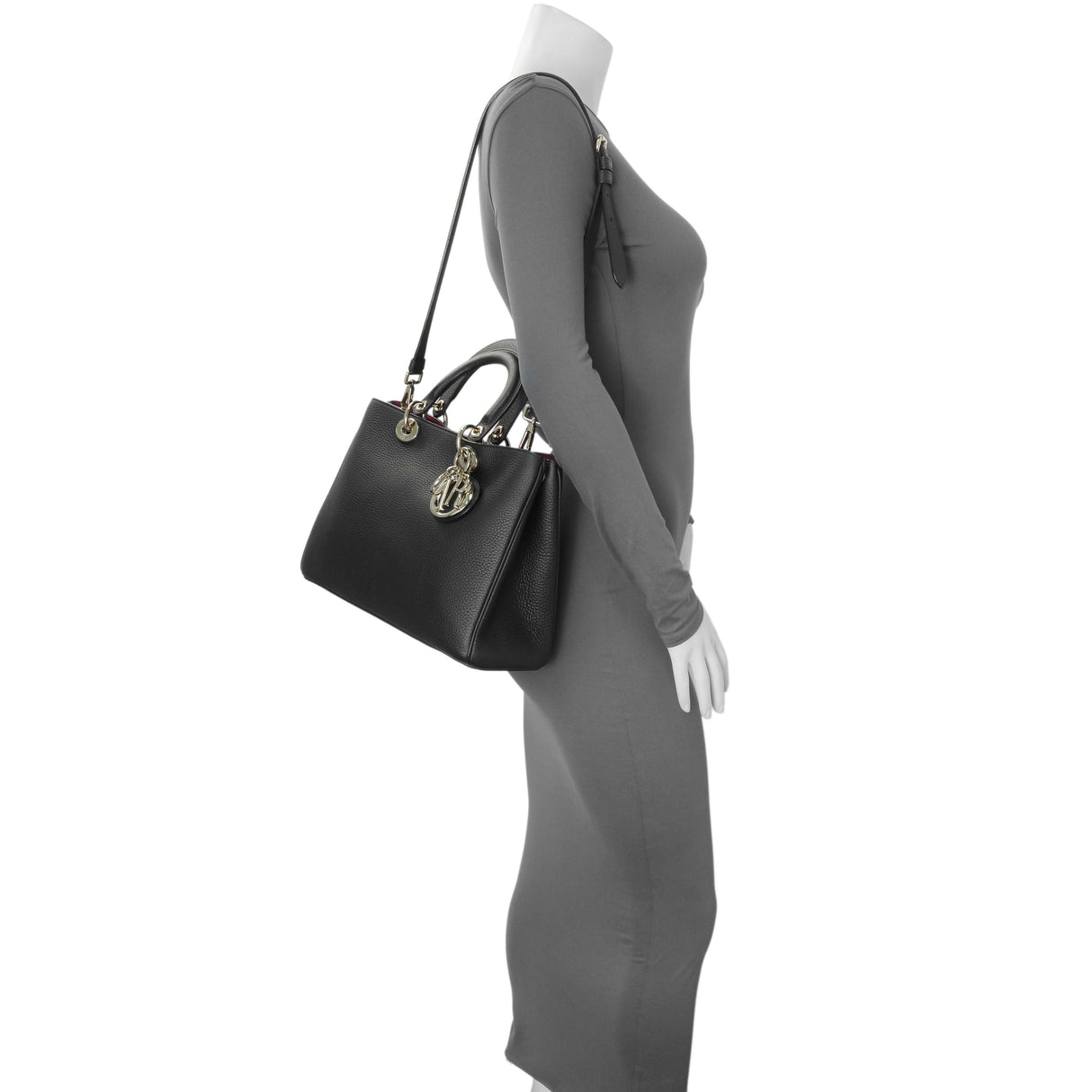 Christian Dior Black Bullcalf Medium Diorissimo Tote Handbags Christian Dior