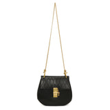 Chloe Black Diamond Embossed Lambskin Drew Shoulder Bag