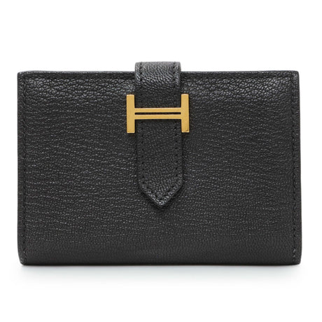 Hermes Black Chevre Mysore Bearn Card Holder Wallet Accessories Hermes