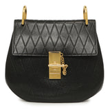 Chloe Black Diamond Embossed Lambskin Drew Shoulder Bag