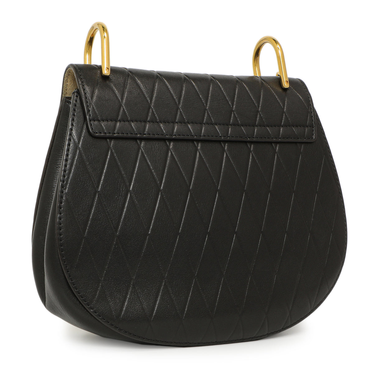 Chloe Black Diamond Embossed Lambskin Drew Shoulder Bag