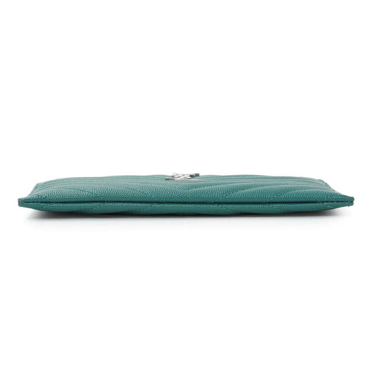 Saint Laurent Teal Grain De Poudre Chevron Monogram Bill Pouch Accessories Saint Laurent