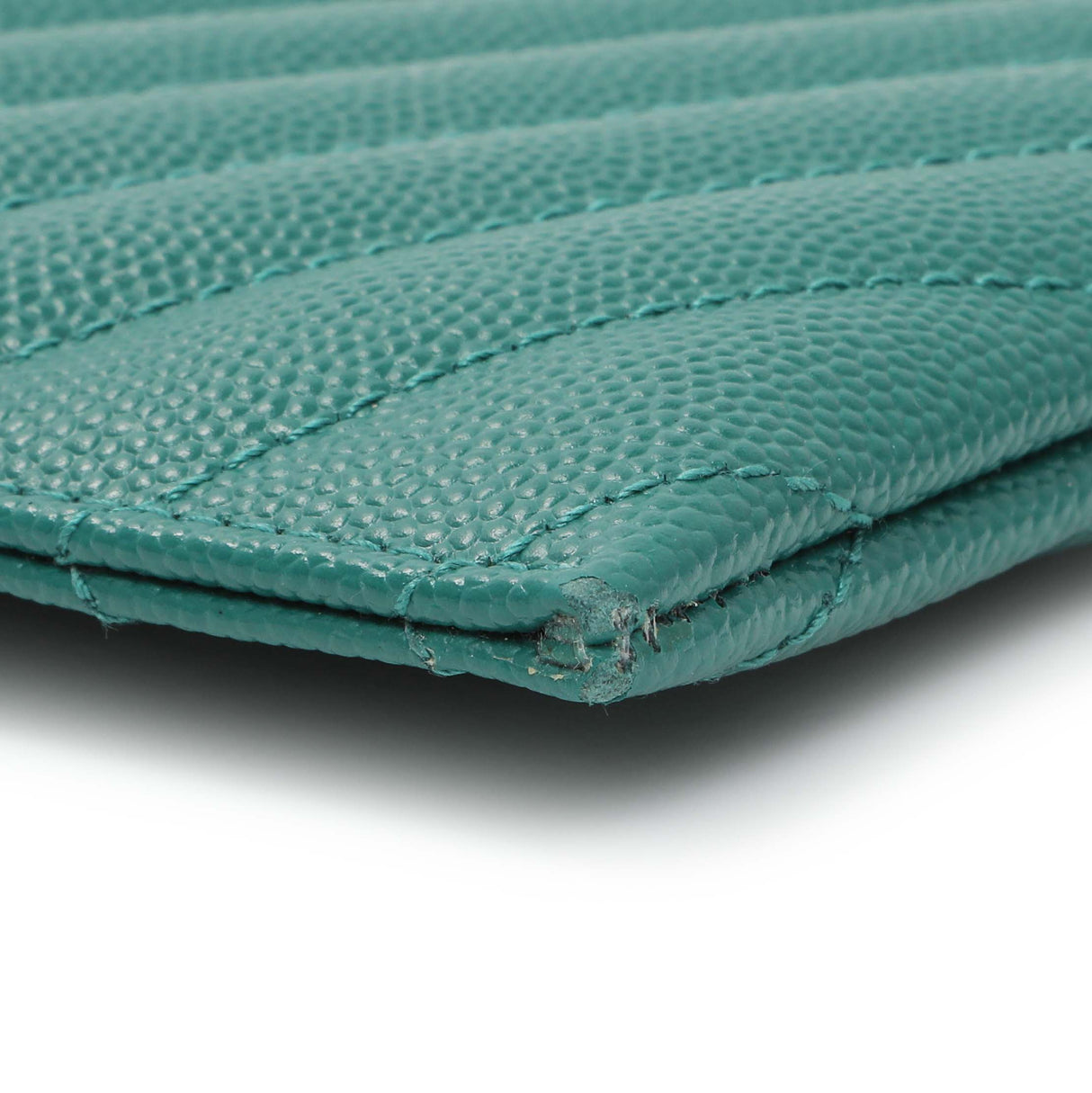 Saint Laurent Teal Grain De Poudre Chevron Monogram Bill Pouch Accessories Saint Laurent