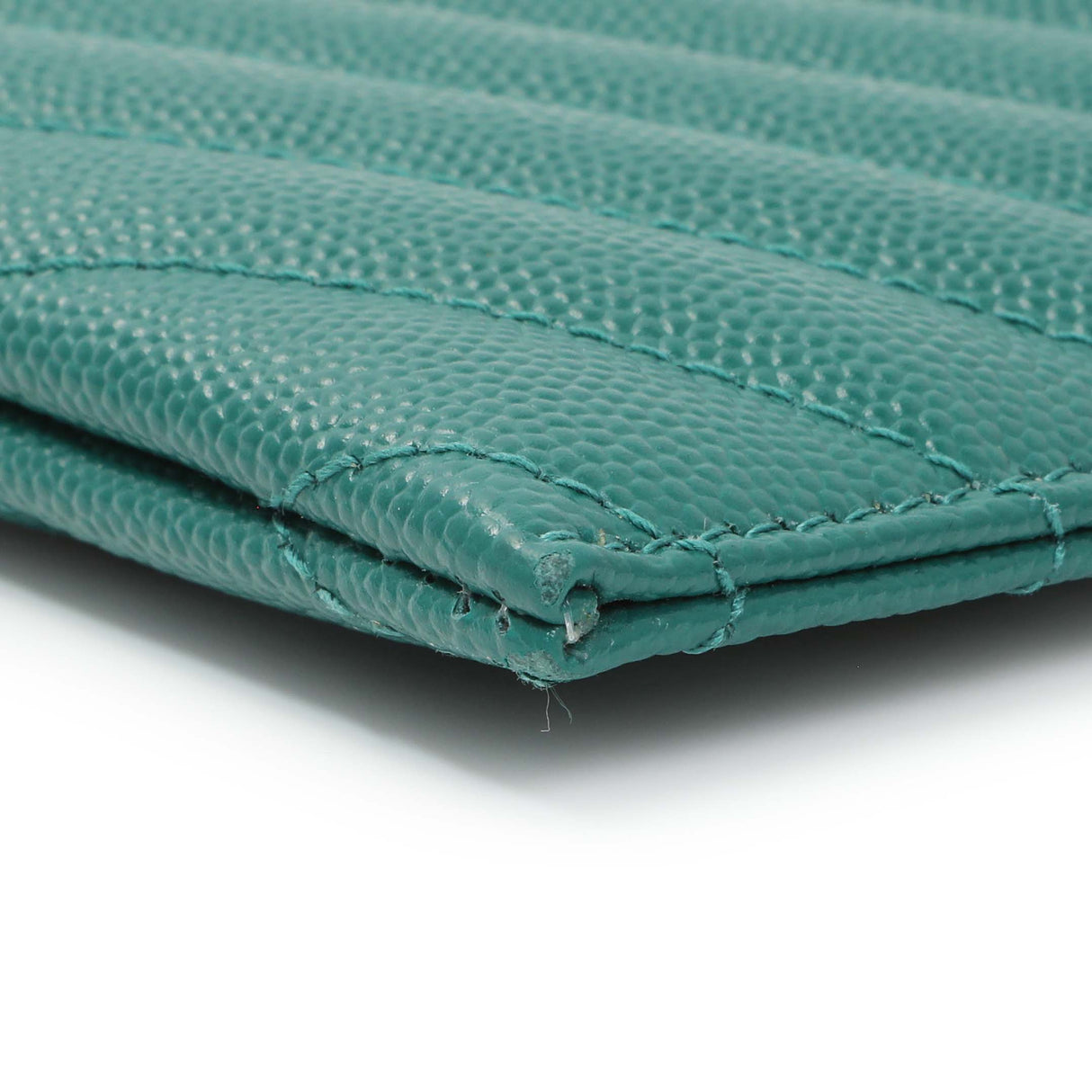 Saint Laurent Teal Grain De Poudre Chevron Monogram Bill Pouch Accessories Saint Laurent