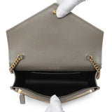 Saint Laurent Taupe Grey Grain De Poudre Envelope Chain Wallet Handbags Saint Laurent
