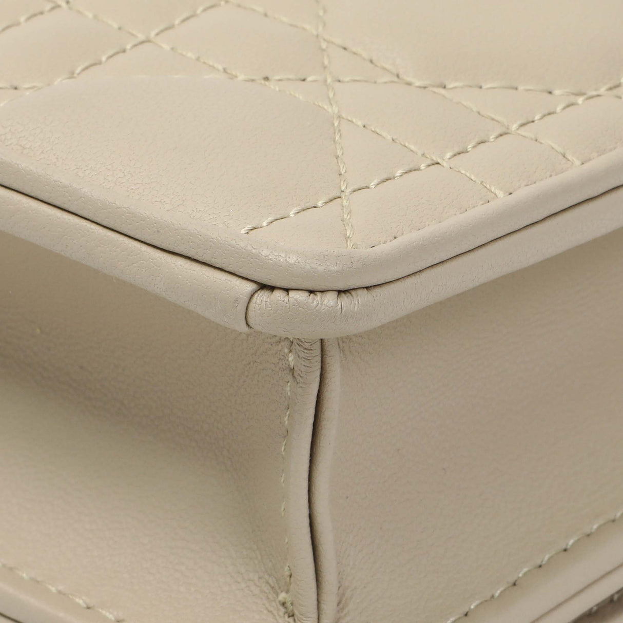 Christian Dior Beige Lambskin Cannage Lady Dior Pouch Handbags Christian Dior