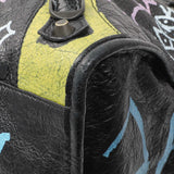Balenciaga Black Agneau Graffiti All Over Classic Hardware City Handbags Balenciaga