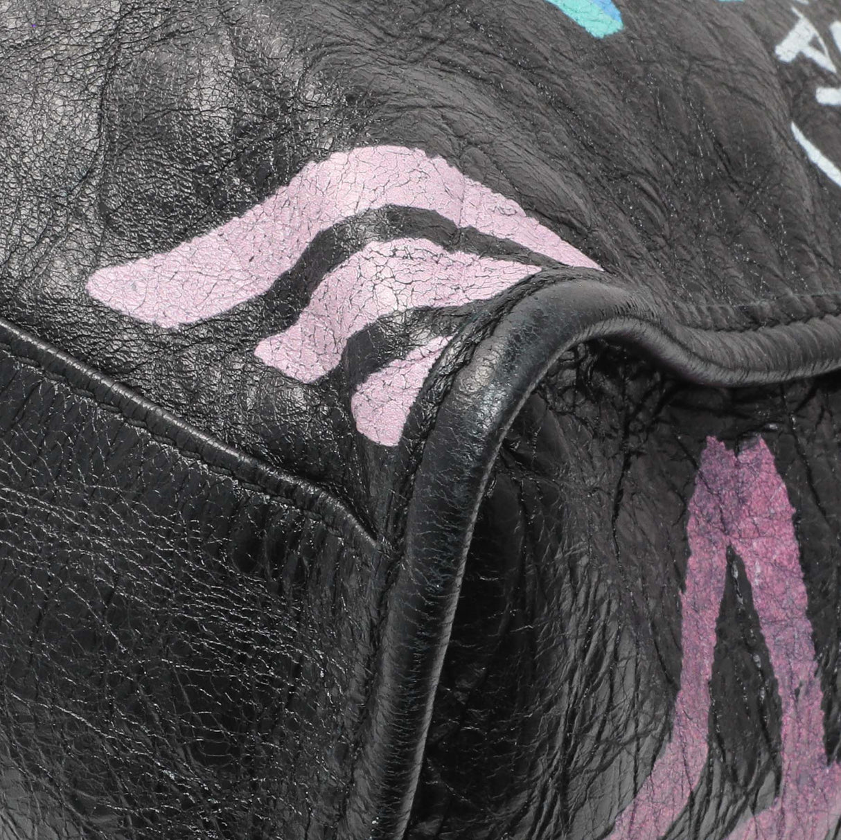 Balenciaga Black Agneau Graffiti All Over Classic Hardware City Handbags Balenciaga