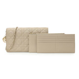 Christian Dior Beige Lambskin Cannage Lady Dior Pouch Handbags Christian Dior