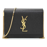 Saint Laurent Black Grain de Poudre Monogram Kate Box Chain Crossbody Bag Handbags Saint Laurent