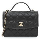 Chanel Black Quilted Caviar Trendy Handle Clutch with Chain Handbags Chanel