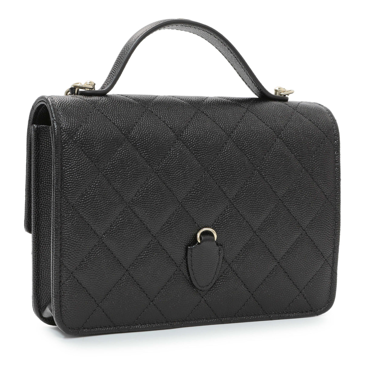 Chanel Black Quilted Caviar Trendy Handle Clutch with Chain Handbags Chanel