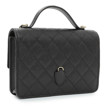 Chanel Black Quilted Caviar Trendy Handle Clutch with Chain