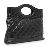 Chanel Black Shiny Crumpled Calfskin Quilted Mini 31 Shopping Bag Handbags Chanel