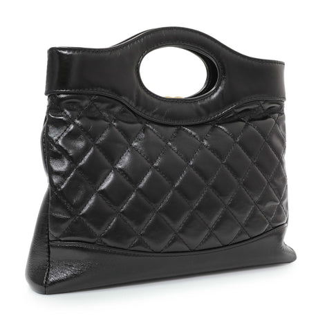Chanel Black Shiny Crumpled Calfskin Quilted Mini 31 Shopping Bag