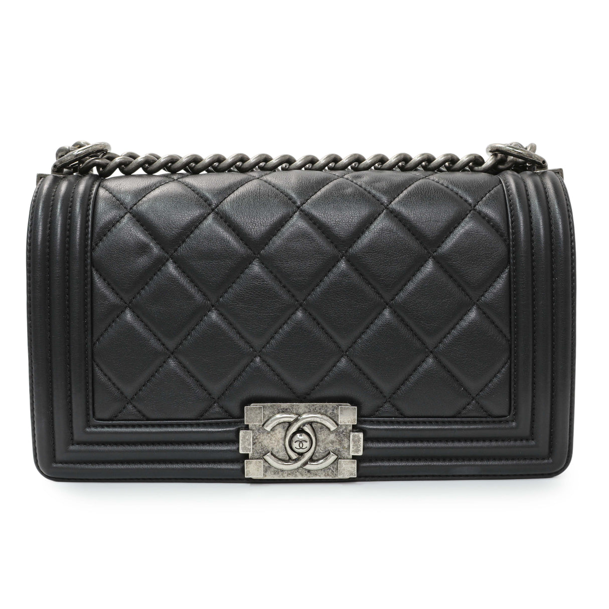 Chanel Black Quilted Lambskin Medium Boy Flap
