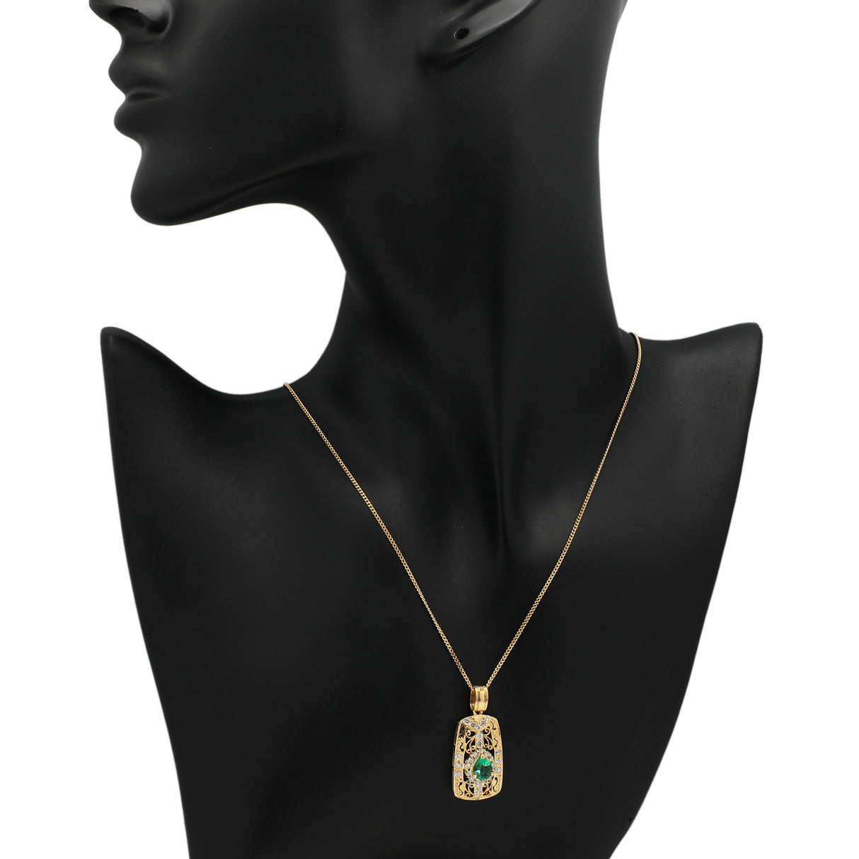 18K Yellow Gold 0.91 Carat Emerald Pendant