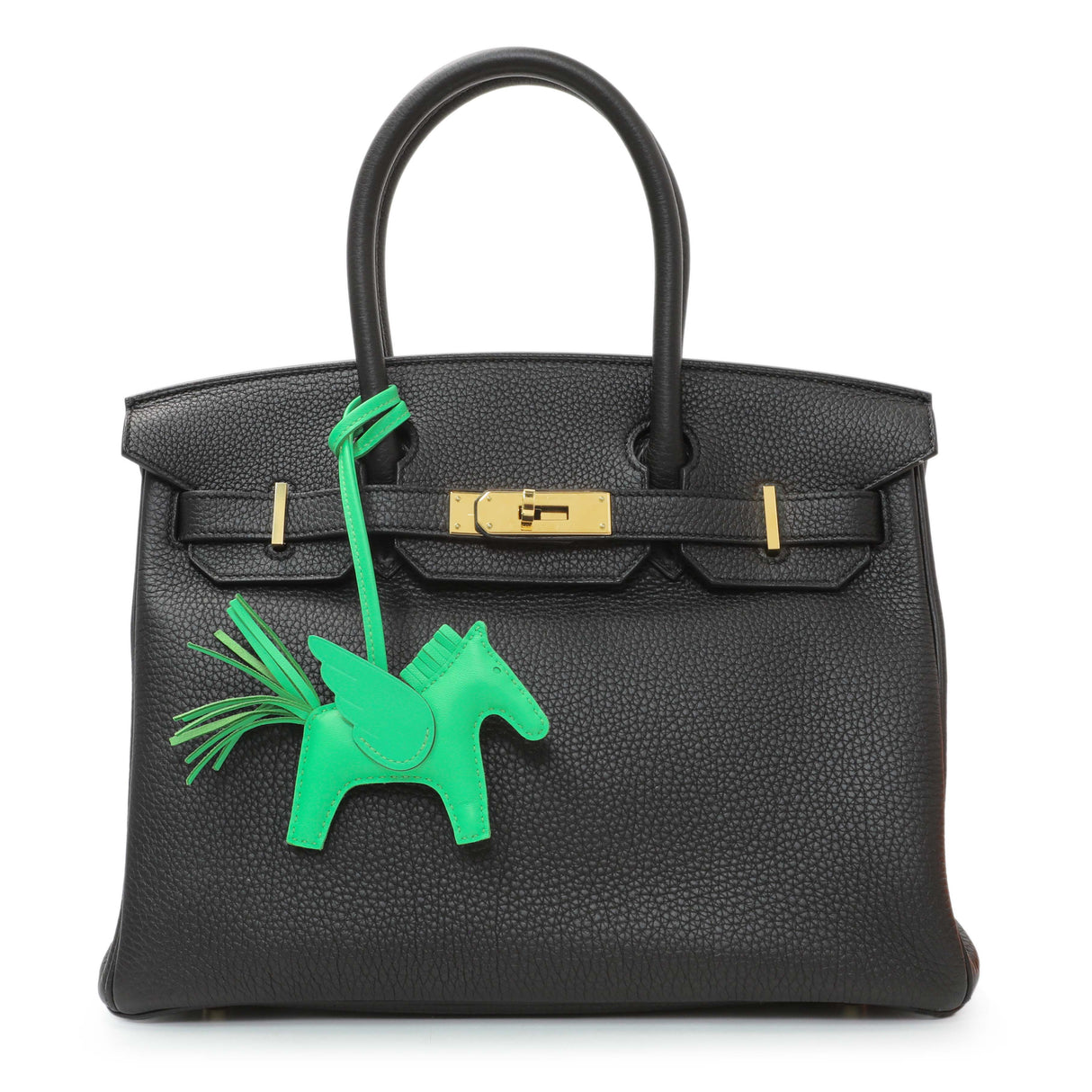 Hermes Milo Green Lambskin Grigri Rodeo Pegase Horse Bag Charm PM