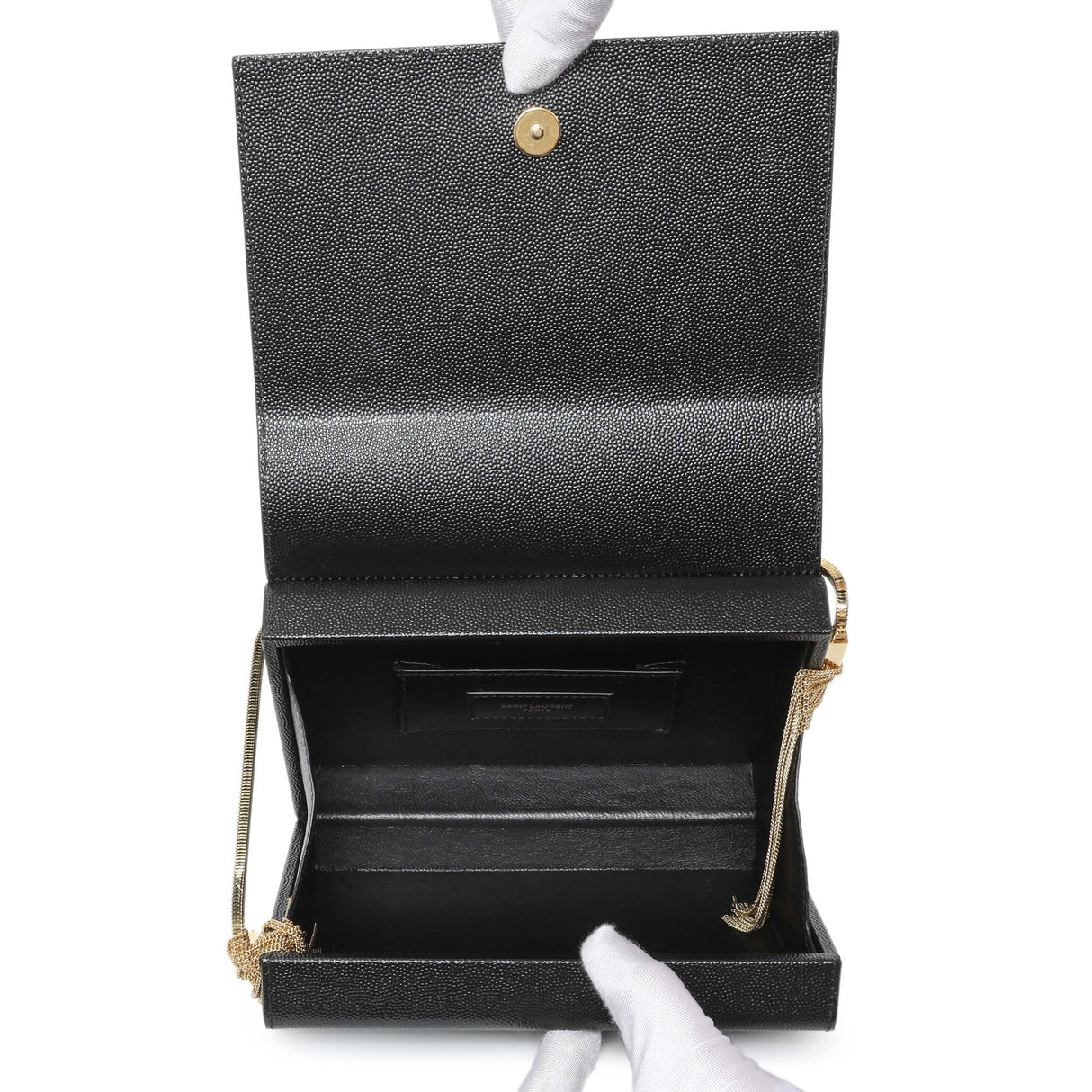 Saint Laurent Black Grain de Poudre Monogram Kate Box Chain Crossbody Bag Handbags Saint Laurent
