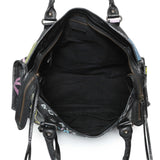 Balenciaga Black Agneau Graffiti All Over Classic Hardware City Handbags Balenciaga