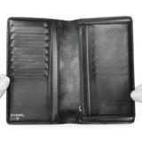 Chanel Black Lambskin Camellia Embossed Yen Wallet Accessories Chanel