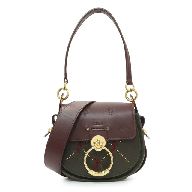 Chloe Green Calfskin Little Horses Embroidered Small Tess Bag Handbags Chloe