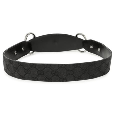 Gucci Black Monogram Canvas Horsebit Belt