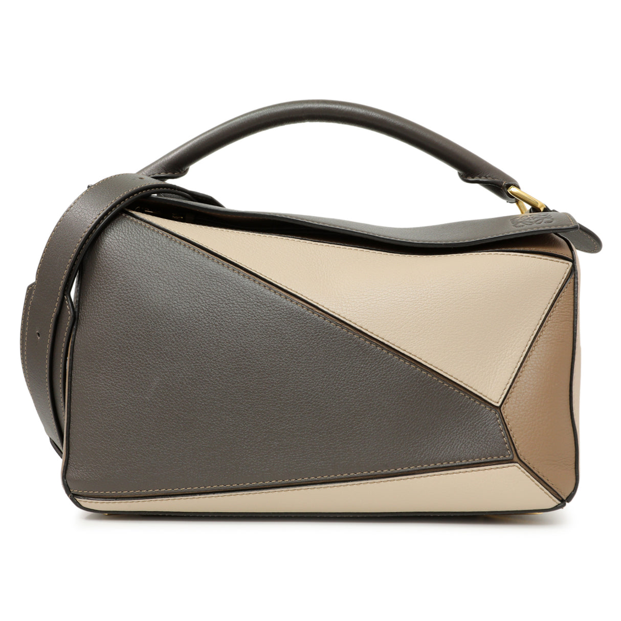 Loewe Grey Beige Calfskin Medium Puzzle Bag