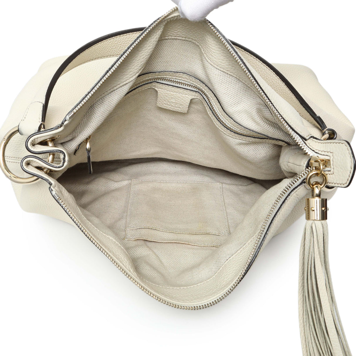 Gucci Ivory Soho Pebbled Leather Hobo Shoulder Bag Handbags Gucci