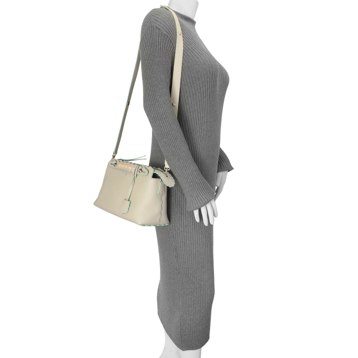 Fendi Grey Vitello Dolce Studded Medium By The Way