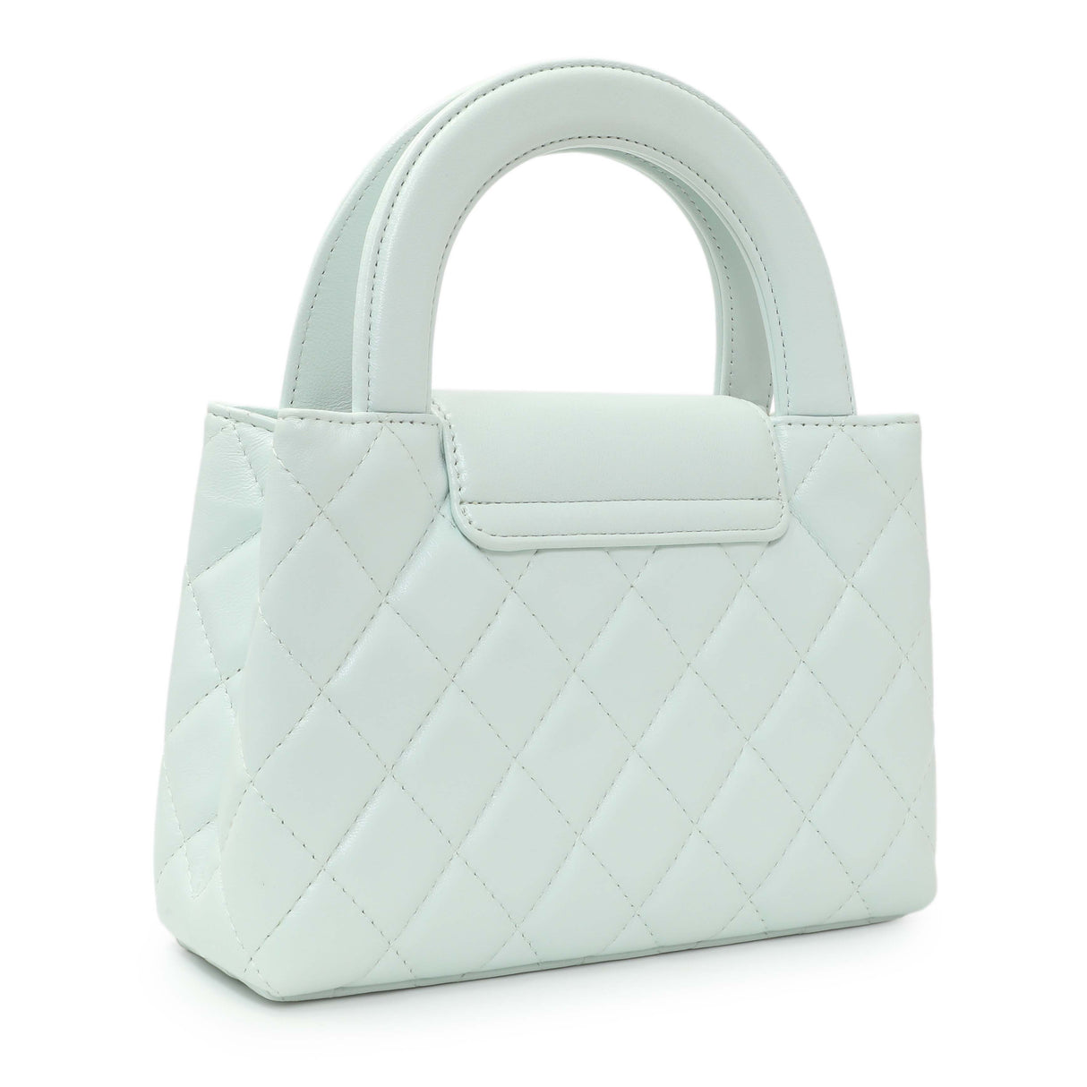 Chanel Light Blue Shiny Aged Calfskin Quilted Nano Kelly Shopper Handbags Chanel
