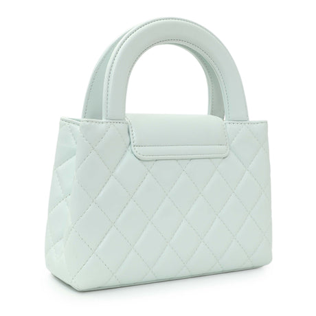 Chanel Light Blue Shiny Aged Calfskin Quilted Nano Kelly Shopper Handbags Chanel