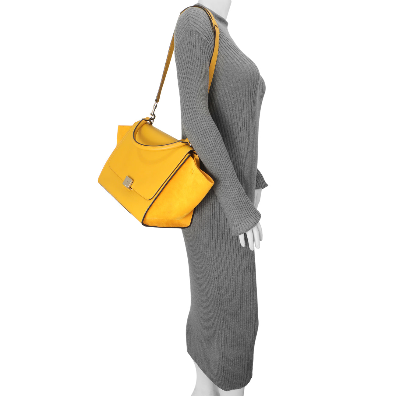 Celine Yellow Drummed Calfskin Suede Medium Trapeze – Modaselle