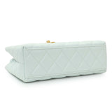 Chanel Light Blue Shiny Aged Calfskin Quilted Nano Kelly Shopper Handbags Chanel