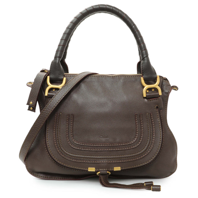 Chloe Brown Calfskin Medium Marcie Satchel Handbags Chloe