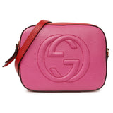 Gucci New Rosette Hibiscus Red Calfskin Small Soho Disco Bag