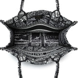 Christian Dior Black White Canvas Embroidered Plan De Paris Medium Book Tote Handbags Christian Dior
