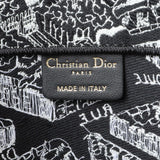 Christian Dior Black White Canvas Embroidered Plan De Paris Medium Book Tote Handbags Christian Dior