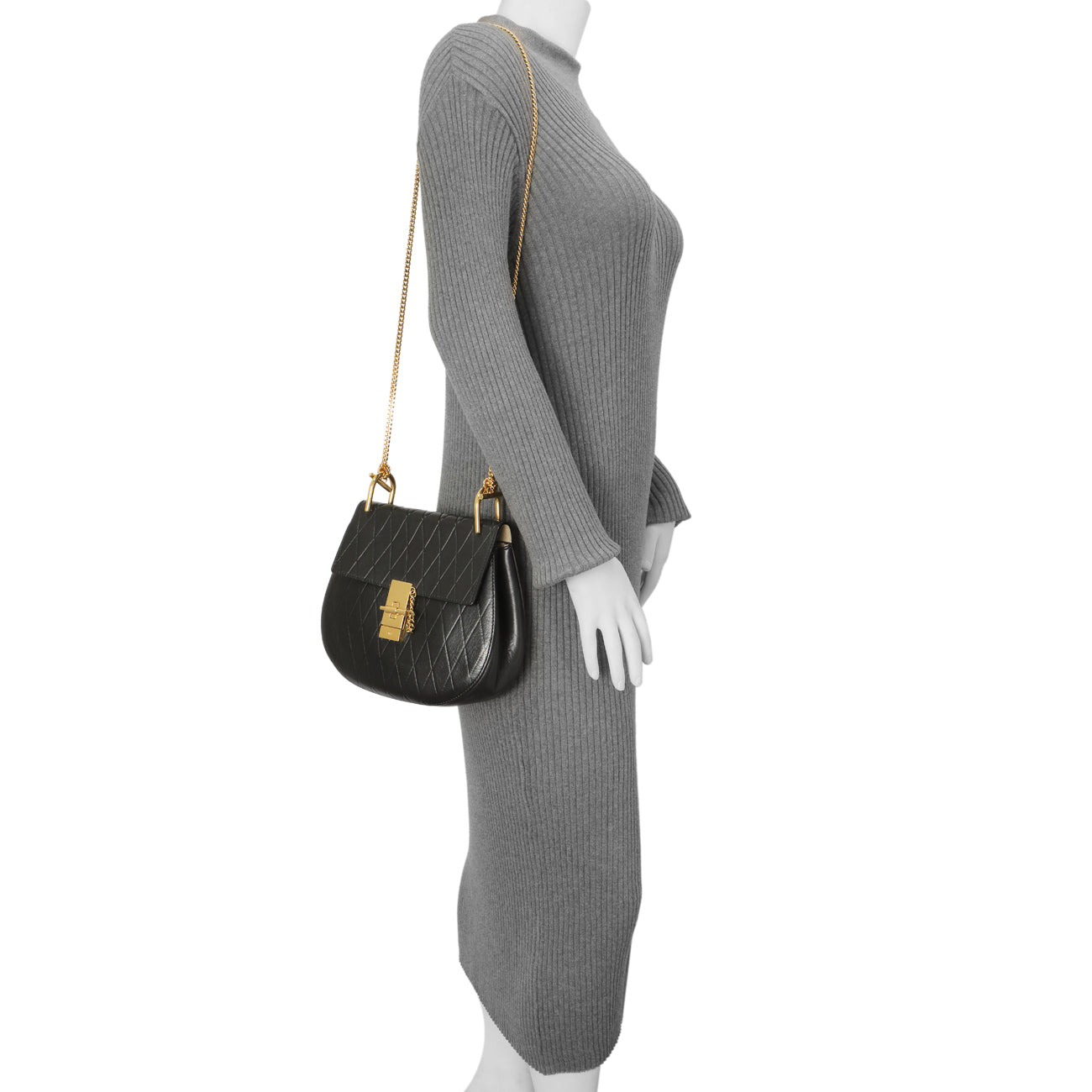 Drew popular shoulder bag, grained black