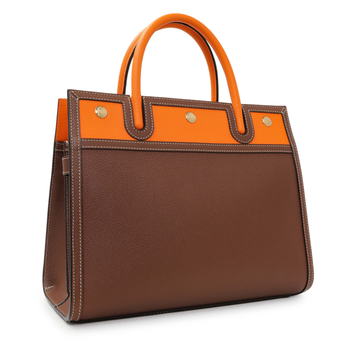 Burberry Brown Orange Calfskin Small Title Bag Handbags Burberry