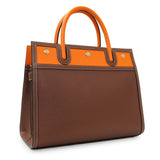 Burberry Brown Orange Calfskin Small Title Bag Handbags Burberry
