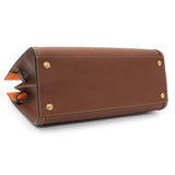 Burberry Brown Orange Calfskin Small Title Bag Handbags Burberry