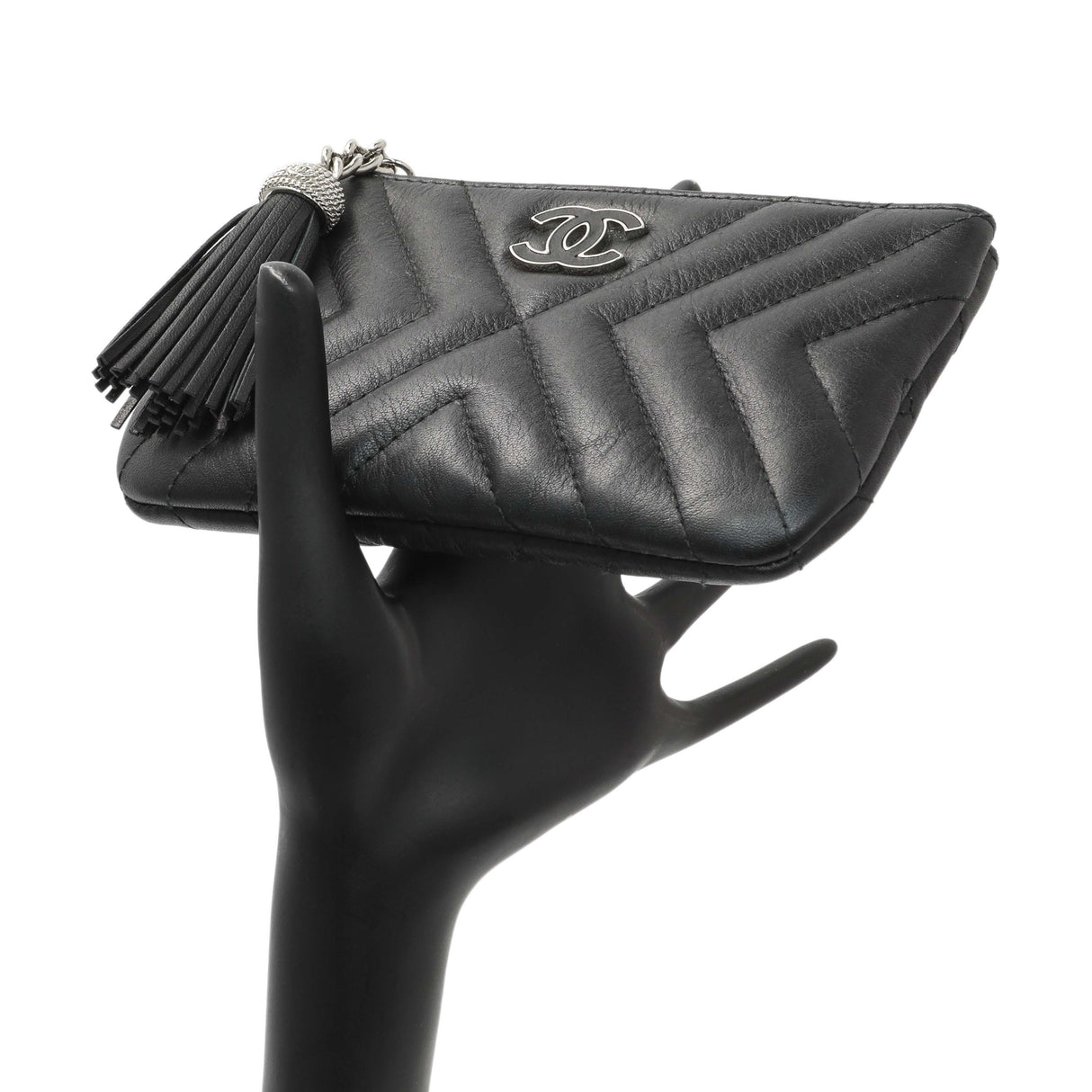 Chanel Black Calfskin Tassel Small Cosmetic Pouch Accessories Chanel