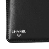 Chanel Black Lambskin Camellia Embossed Yen Wallet Accessories Chanel