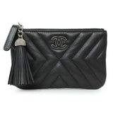 Chanel Black Calfskin Tassel Small Cosmetic Pouch Accessories Chanel