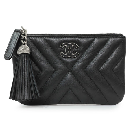 Chanel Black Calfskin Tassel Small Cosmetic Pouch Accessories Chanel
