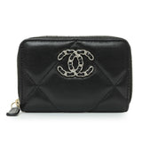 Chanel Black Quilted Lambskin Zip Around 19 Coin Purse Accessories Chanel