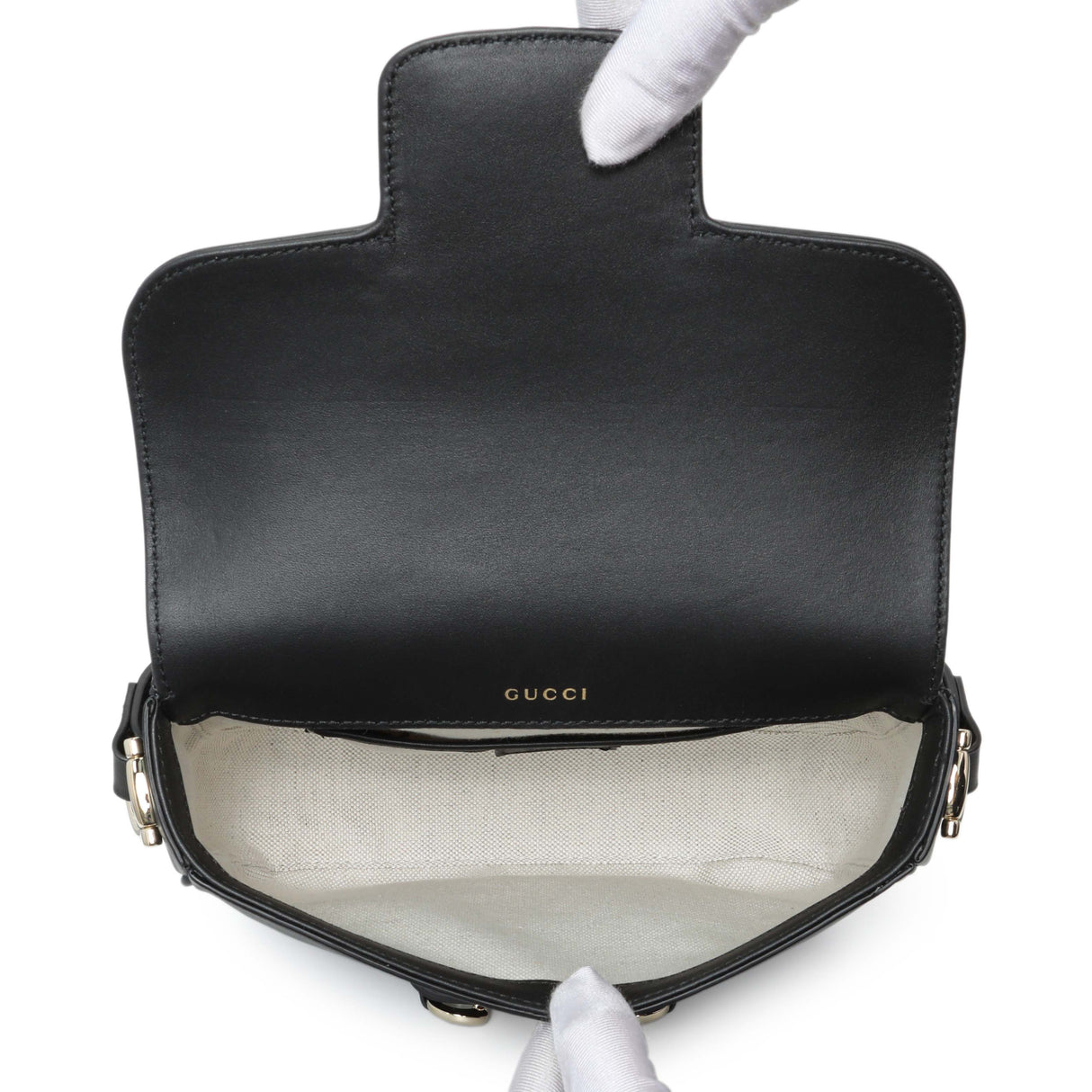 Gucci Black Arabella Calfskin Horsebit 1955 Soft Small Shoulder Bag Handbags Gucci